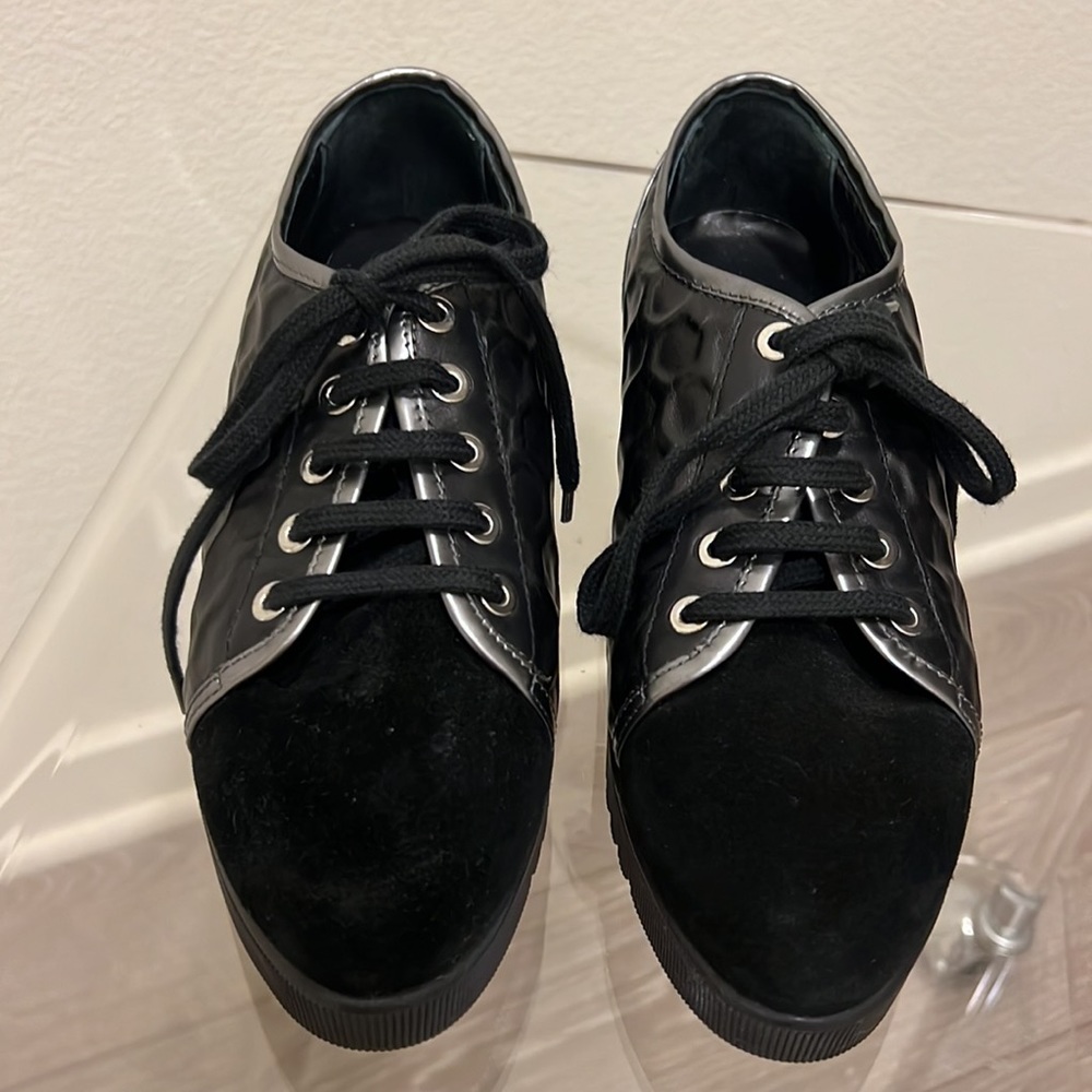 Aquatalia Suede Croc Embossed Lace up shoes